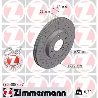 Jeu de 2 disques de frein avant ZIMMERMANN 370.3082.52