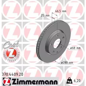 Jeu de 2 disques de frein avant ZIMMERMANN 370.4409.20