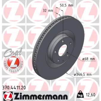 Jeu de 2 disques de frein avant ZIMMERMANN 370.4411.20