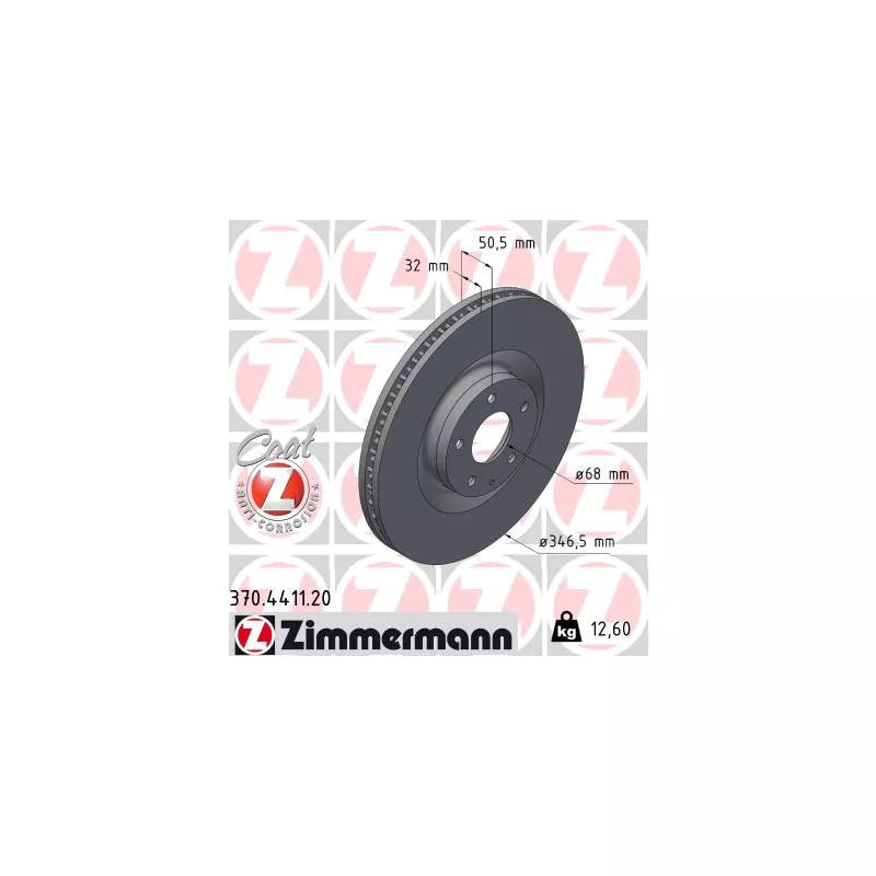 Jeu de 2 disques de frein avant ZIMMERMANN 370.4411.20