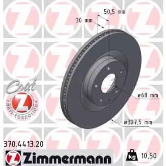 Jeu de 2 disques de frein arrière ZIMMERMANN 370.4413.20
