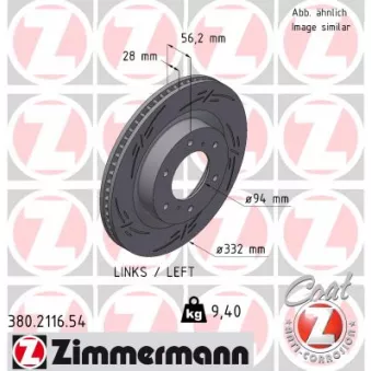 Jeu de 2 disques de frein avant ZIMMERMANN 380.2116.54