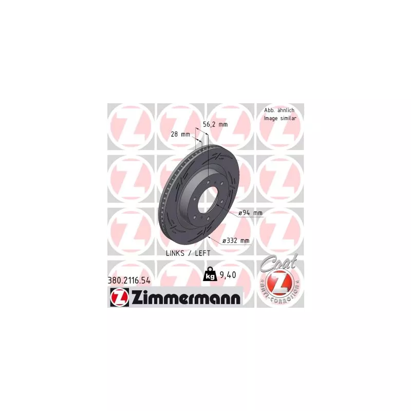Jeu de 2 disques de frein avant ZIMMERMANN 380.2116.54