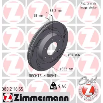 Jeu de 2 disques de frein avant ZIMMERMANN 380.2116.55