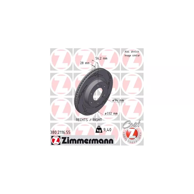 Jeu de 2 disques de frein avant ZIMMERMANN 380.2116.55