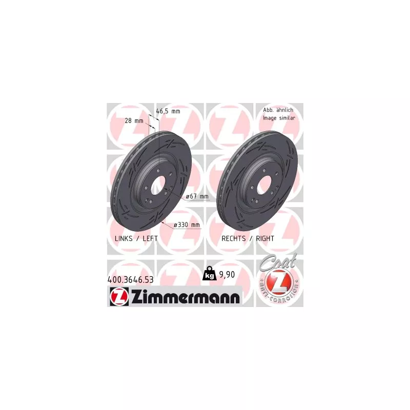 Jeu de 2 disques de frein avant ZIMMERMANN 400.3646.53