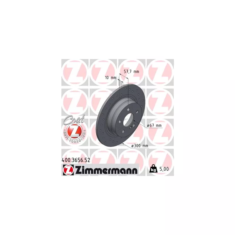 Jeu de 2 disques de frein arrière ZIMMERMANN 400.3656.52