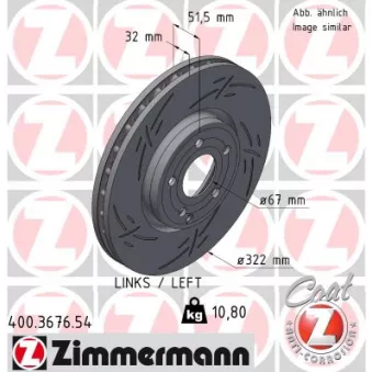 Disque de frein arrière gauche ZIMMERMANN 400.3676.54