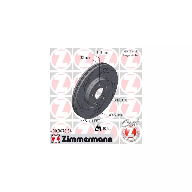 Disque de frein arrière gauche ZIMMERMANN 400.3676.54