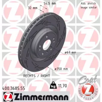 Disque de frein arrière droit ZIMMERMANN 400.3685.55