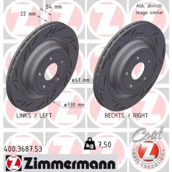 Jeu de 2 disques de frein arrière ZIMMERMANN 400.3687.53