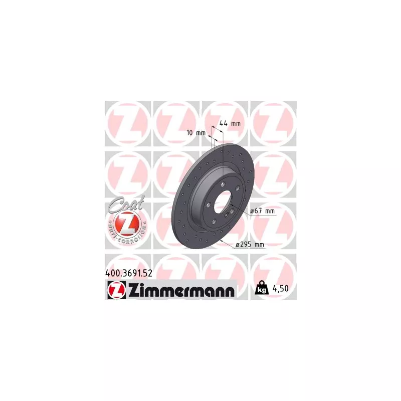 Jeu de 2 disques de frein arrière ZIMMERMANN 400.3691.52