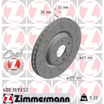 Jeu de 2 disques de frein avant ZIMMERMANN 400.3693.52