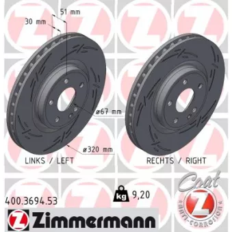 Jeu de 2 disques de frein avant ZIMMERMANN 400.3694.53