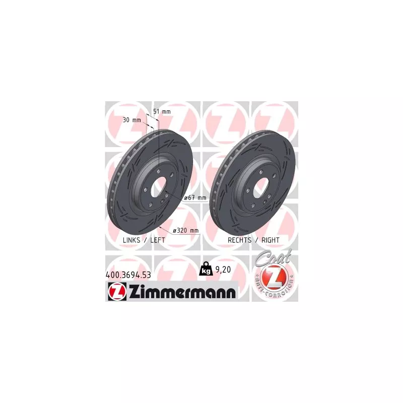 Jeu de 2 disques de frein avant ZIMMERMANN 400.3694.53