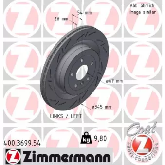 Disque de frein arrière gauche ZIMMERMANN 400.3699.54
