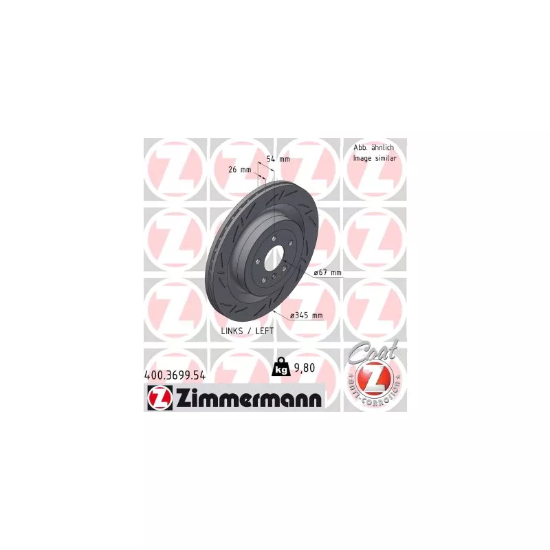Disque de frein arrière gauche ZIMMERMANN 400.3699.54