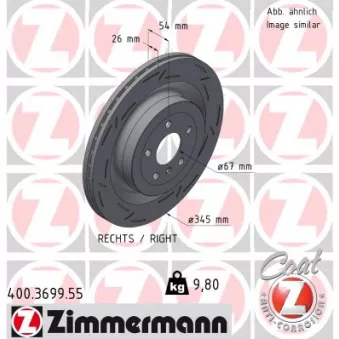 Disque de frein arrière droit ZIMMERMANN 400.3699.55