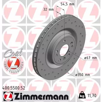Jeu de 2 disques de frein avant ZIMMERMANN 400.5500.52