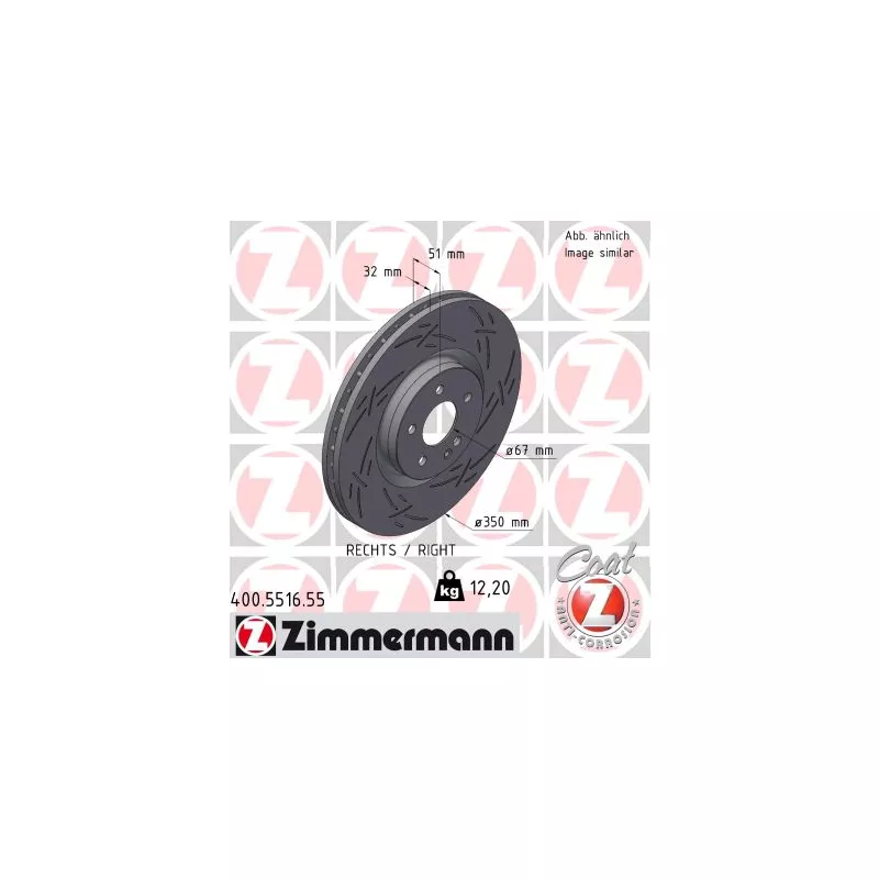 Disque de frein arrière droit ZIMMERMANN 400.5516.55