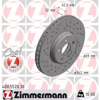 Jeu de 2 disques de frein avant ZIMMERMANN 400.5520.30