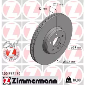 Jeu de 2 disques de frein avant ZIMMERMANN 400.5521.30