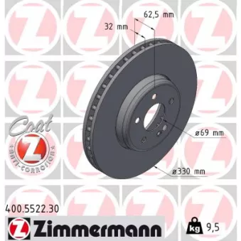 Jeu de 2 disques de frein avant ZIMMERMANN 400.5522.30