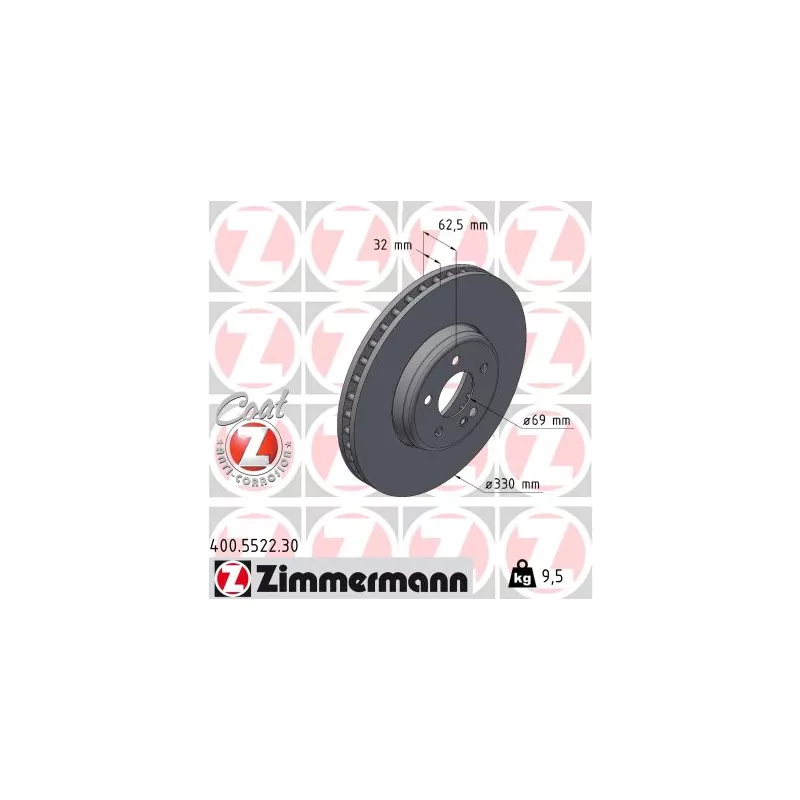 Jeu de 2 disques de frein avant ZIMMERMANN 400.5522.30