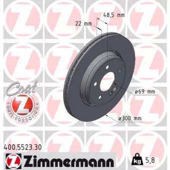 Jeu de 2 disques de frein arrière ZIMMERMANN 400.5523.30