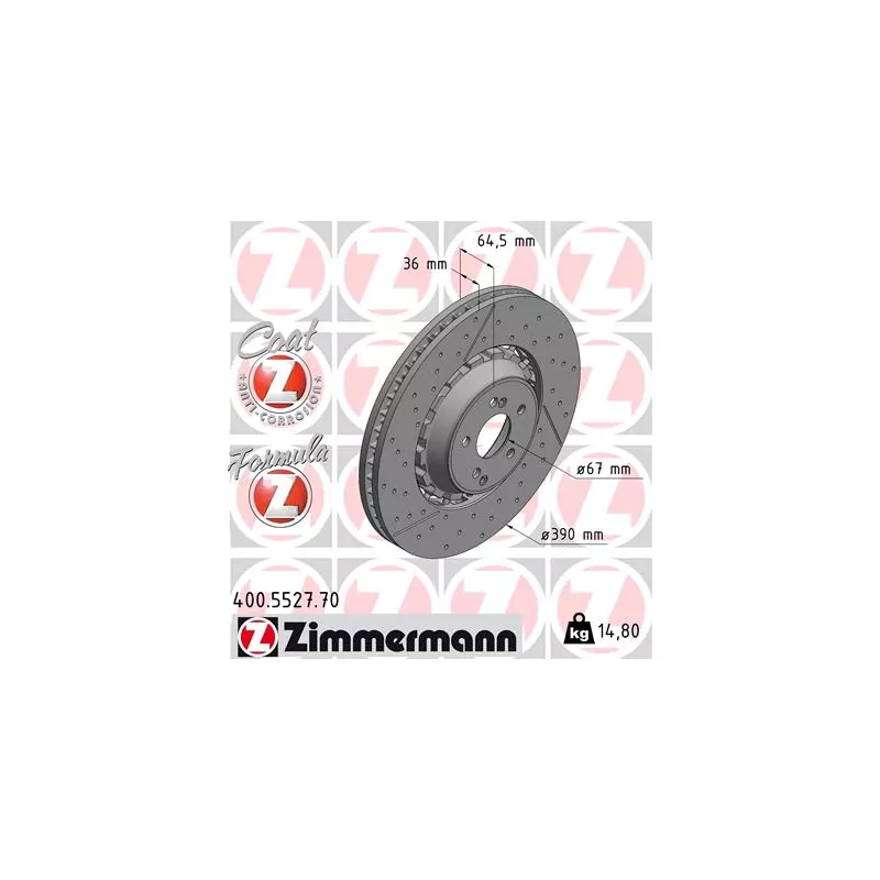 Jeu de 2 disques de frein avant ZIMMERMANN 400.5527.70