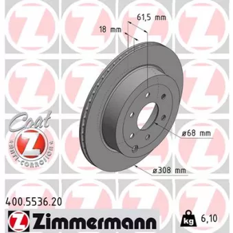 Jeu de 2 disques de frein arrière ZIMMERMANN 400.5536.20