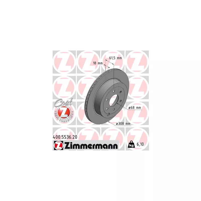 Jeu de 2 disques de frein arrière ZIMMERMANN 400.5536.20