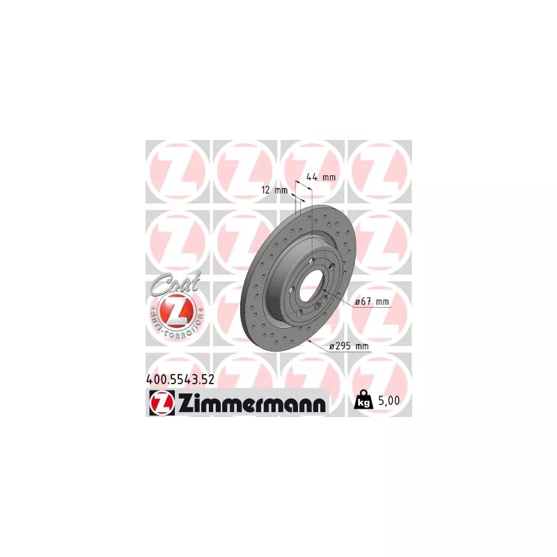 Jeu de 2 disques de frein arrière ZIMMERMANN 400.5543.52