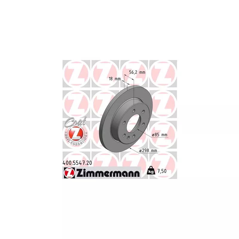 Jeu de 2 disques de frein arrière ZIMMERMANN 400.5547.20