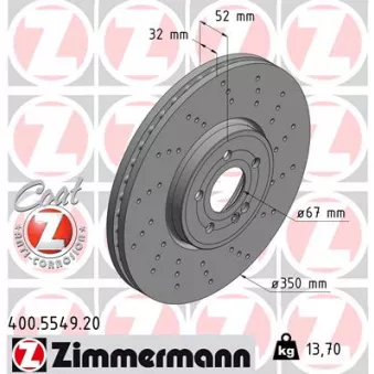 Jeu de 2 disques de frein avant ZIMMERMANN 400.5549.20