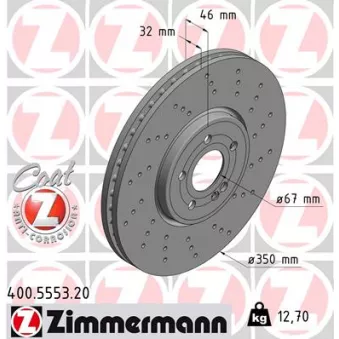 Jeu de 2 disques de frein avant ZIMMERMANN 400.5553.20