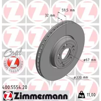 Jeu de 2 disques de frein avant ZIMMERMANN 400.5554.20