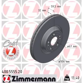 Jeu de 2 disques de frein avant ZIMMERMANN 400.5555.20