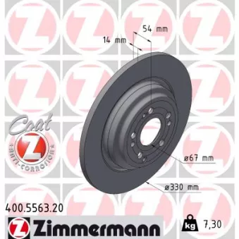 Jeu de 2 disques de frein arrière ZIMMERMANN 400.5563.20
