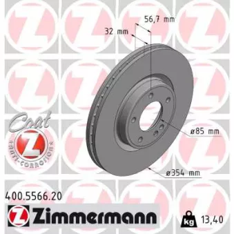 Jeu de 2 disques de frein avant ZIMMERMANN 400.5566.20