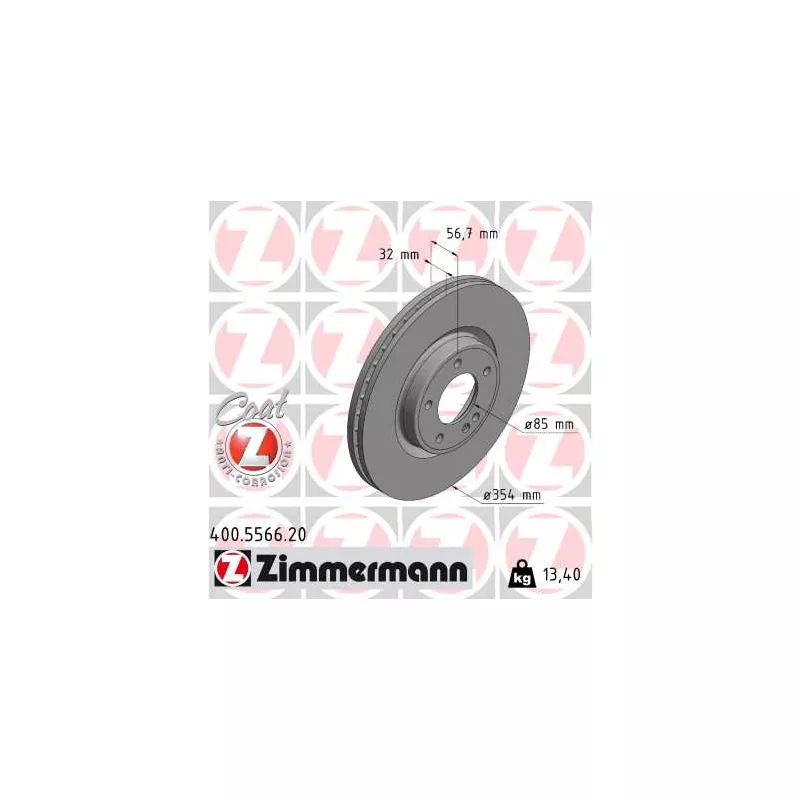 Jeu de 2 disques de frein avant ZIMMERMANN 400.5566.20