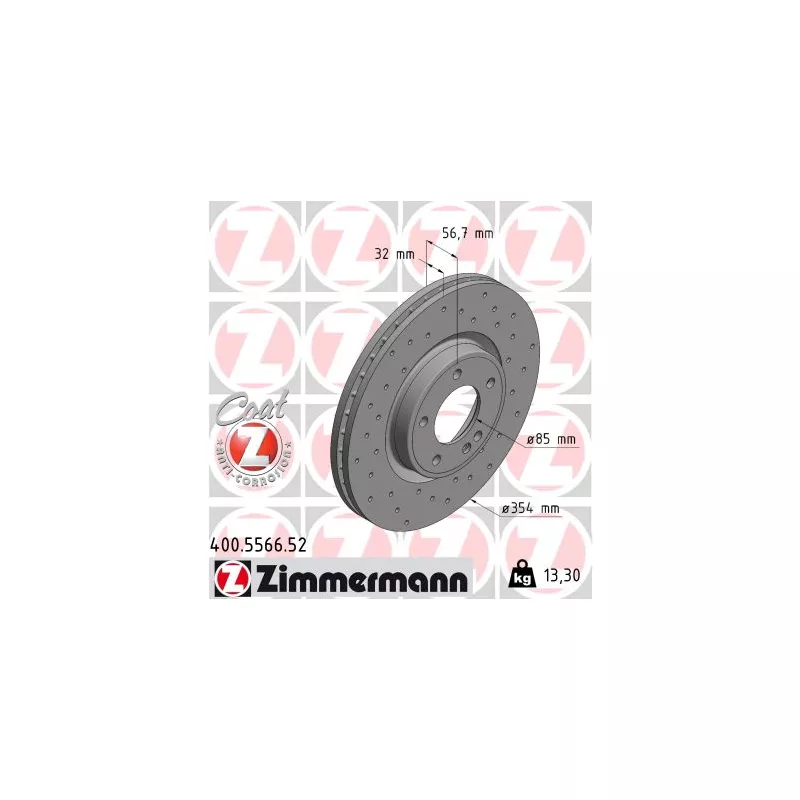 Jeu de 2 disques de frein avant ZIMMERMANN 400.5566.52