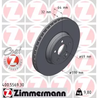 Jeu de 2 disques de frein avant ZIMMERMANN 400.5569.30