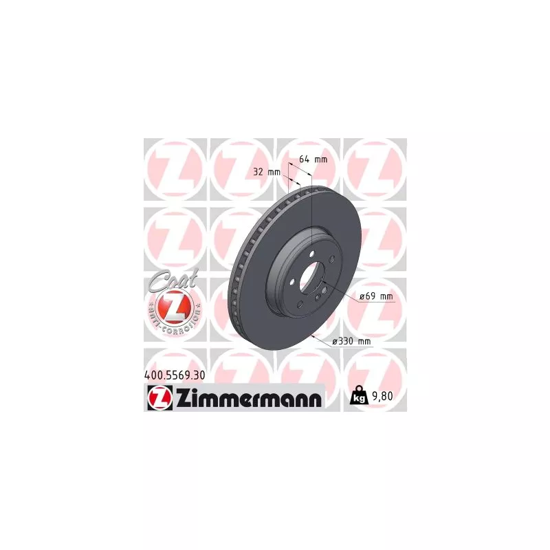 Jeu de 2 disques de frein avant ZIMMERMANN 400.5569.30