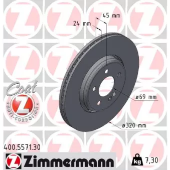 Jeu de 2 disques de frein arrière ZIMMERMANN 400.5571.30