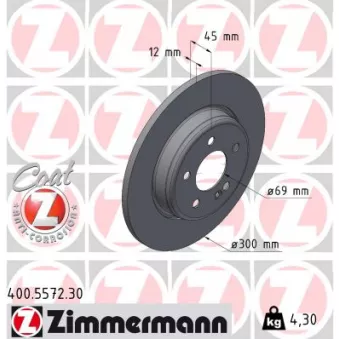 Jeu de 2 disques de frein arrière ZIMMERMANN 400.5572.30