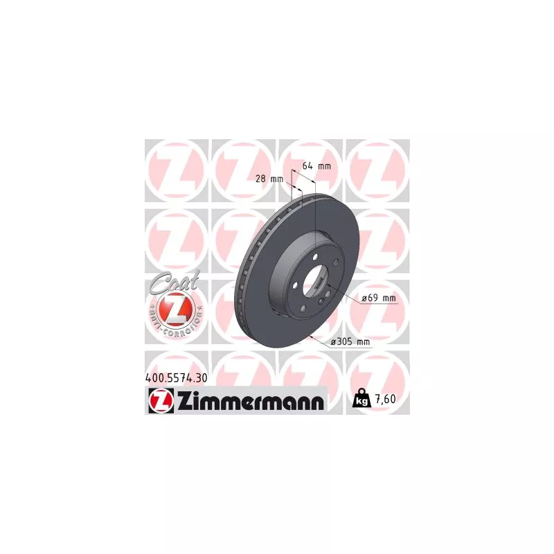Jeu de 2 disques de frein avant ZIMMERMANN 400.5574.30