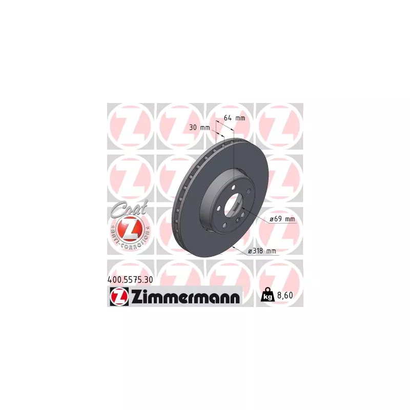 Jeu de 2 disques de frein avant ZIMMERMANN 400.5575.30