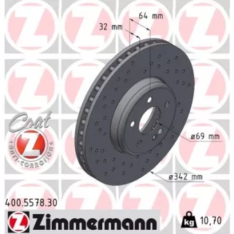 Jeu de 2 disques de frein avant ZIMMERMANN 400.5578.30