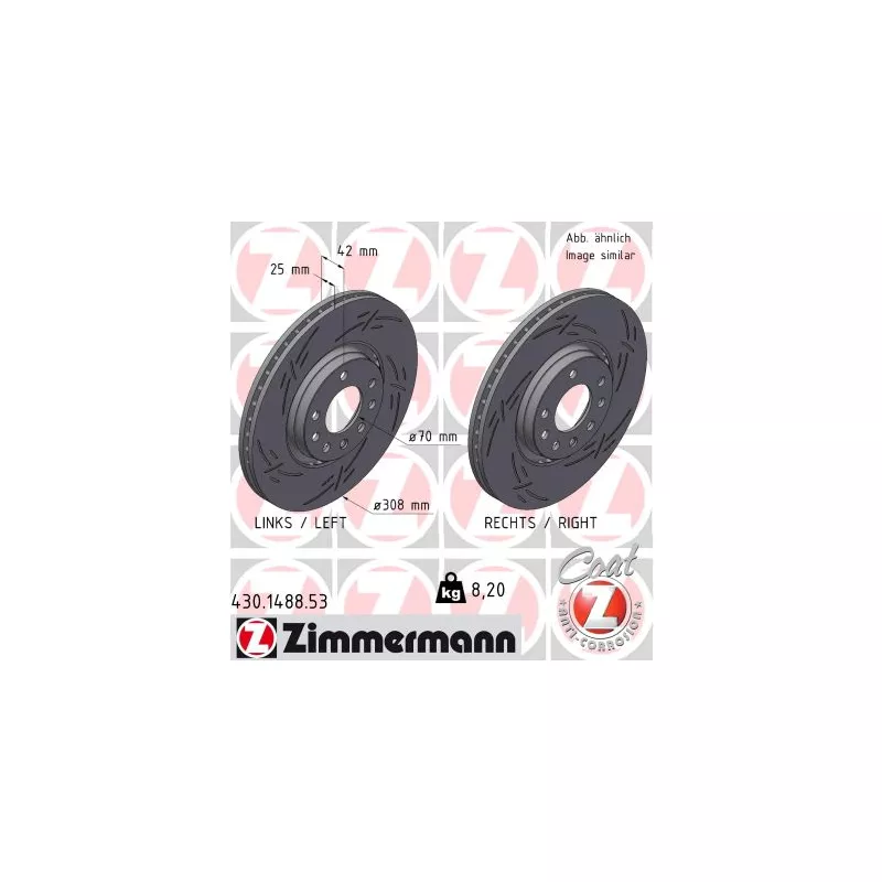 Jeu de 2 disques de frein avant ZIMMERMANN 430.1488.53